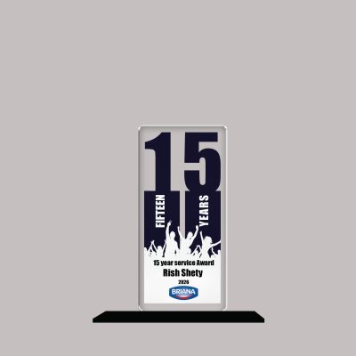 15 Year Service Award Trophy Personalized Acrylic Award Trophy Custom with Name Achievement Award for Employee, Corporate Recognition Thankyou Gift for Employee